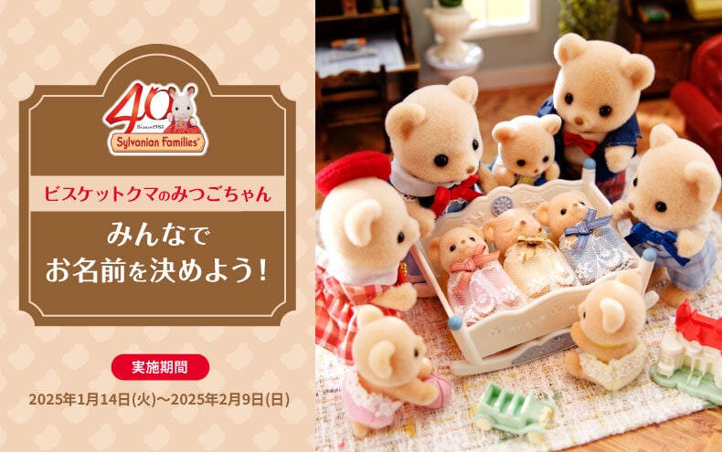 Sylvanian Families 40th Anniversary ビスケットクマのみつごちゃん みんなでお名前を決めよう！