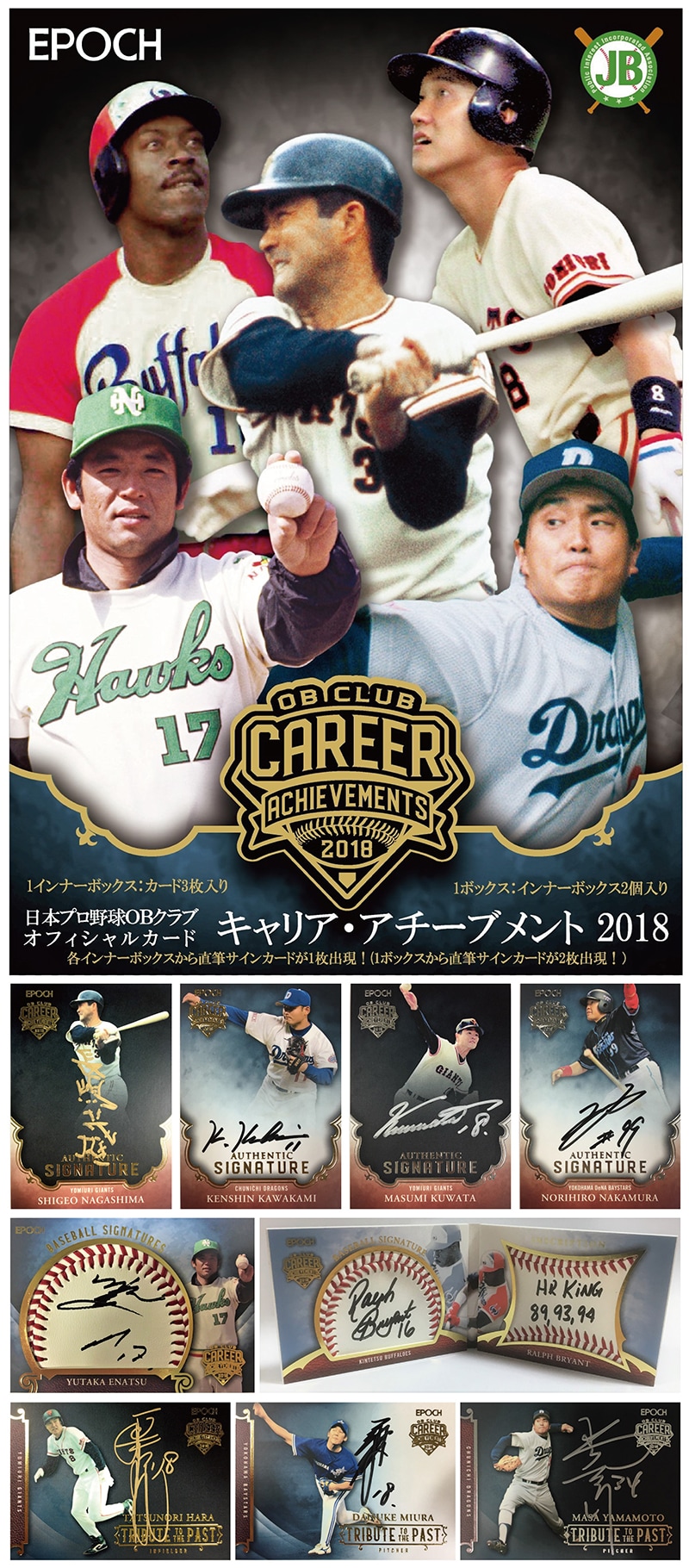 日本プロ野球OBクラブ オフィシャルカード　CAREER ACHIEVEMENTS 2018