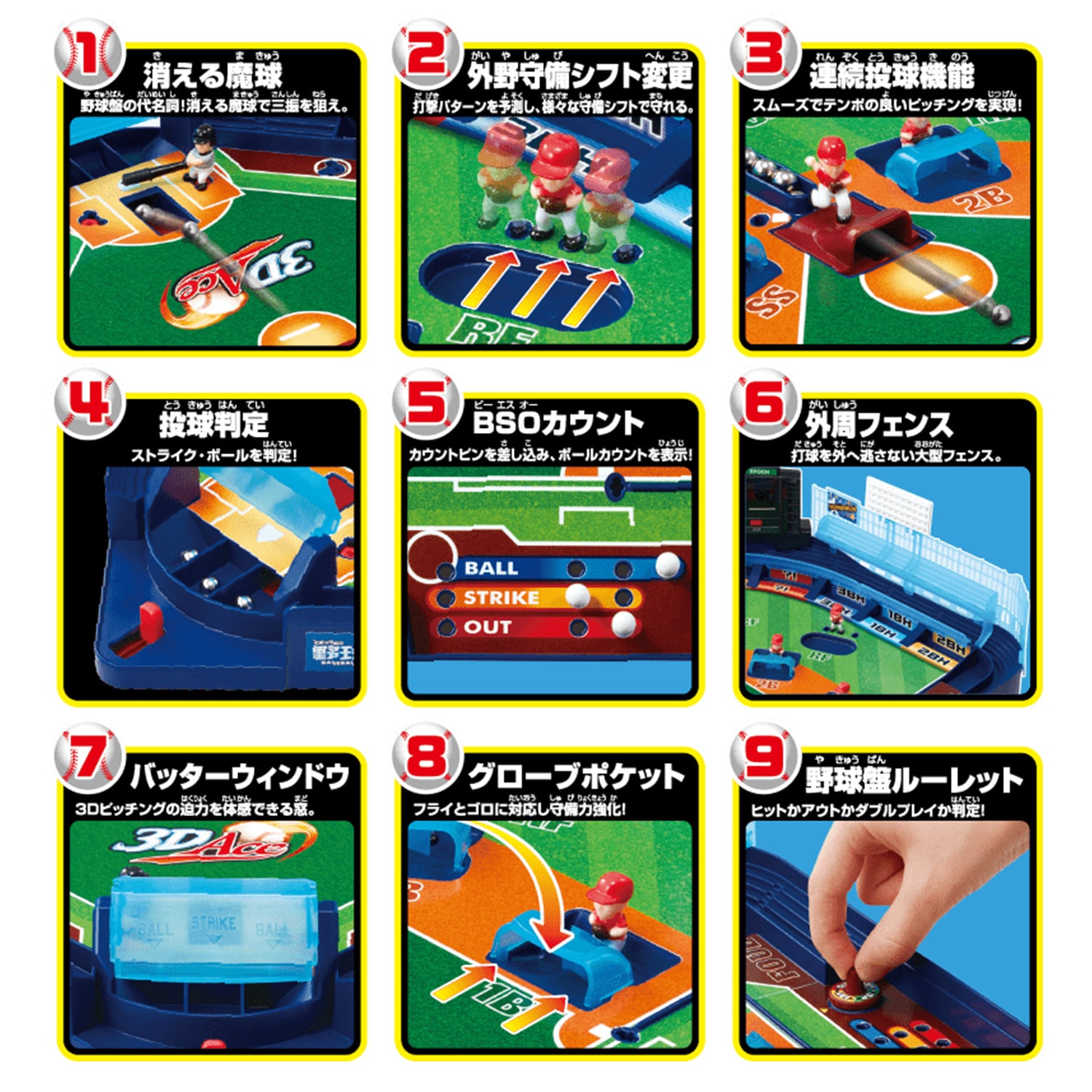 野球盤 3Dエース オーロラビジョン｜商品カタログ｜エポック社の野球盤 